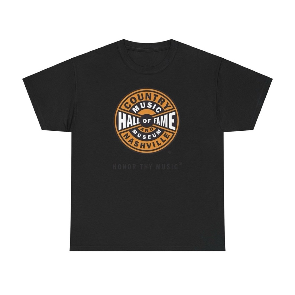 Men 100% Cotton Black Country Music Hall of Fame Nashville T-Shirt Size Large